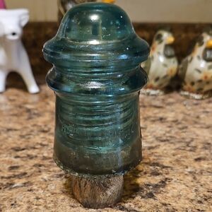 Vintage Glass Insulator Hemingray No 9 With Wooden Plug
